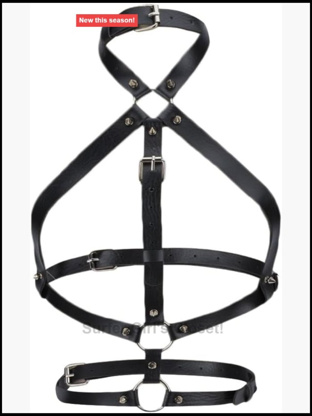Black Punk Leather Chest Harness Women Adjustable Studded Gothic Body Belt Rave